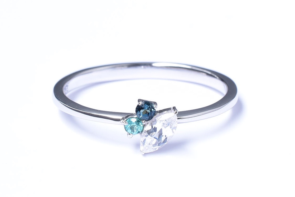 SILVER925 ラウンドマーキスリング (プラチナメッキ)