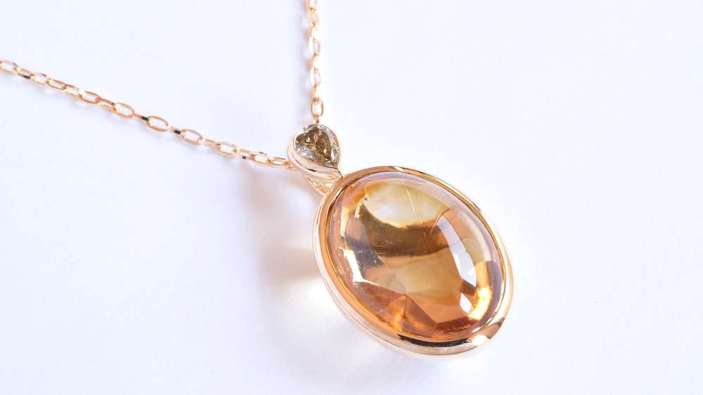 【神戸のオーダージュエリー】K18YG シトリン ブラウンダイヤペンダントトップ  ご依頼から完成まで