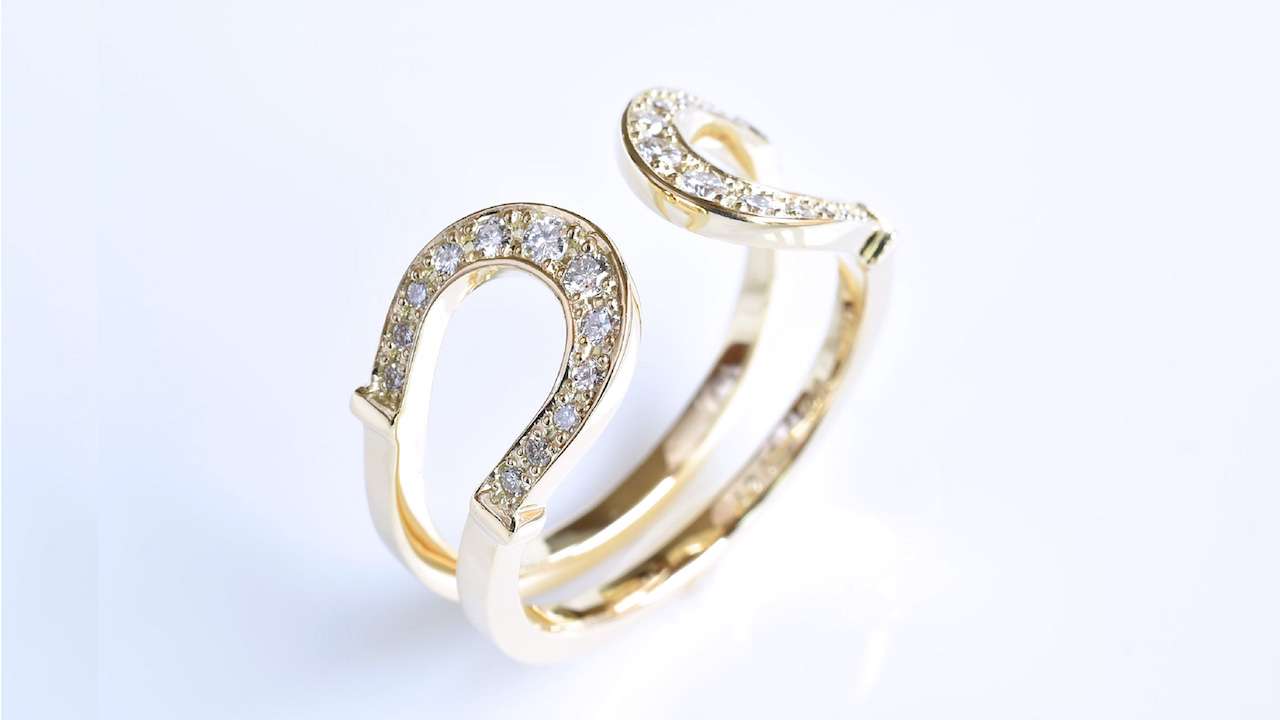 【神戸のオーダージュエリー】K18YG ダイヤモンド 馬蹄リング　ご依頼から完成まで