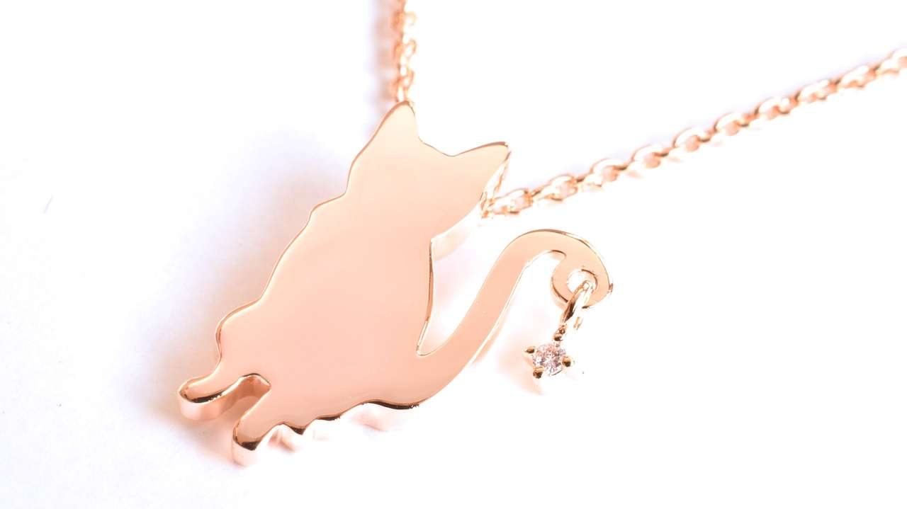 【神戸のオーダージュエリー】SILVER925 オーダー猫ペンダント（K18PGメッキ）　ご依頼から完成まで