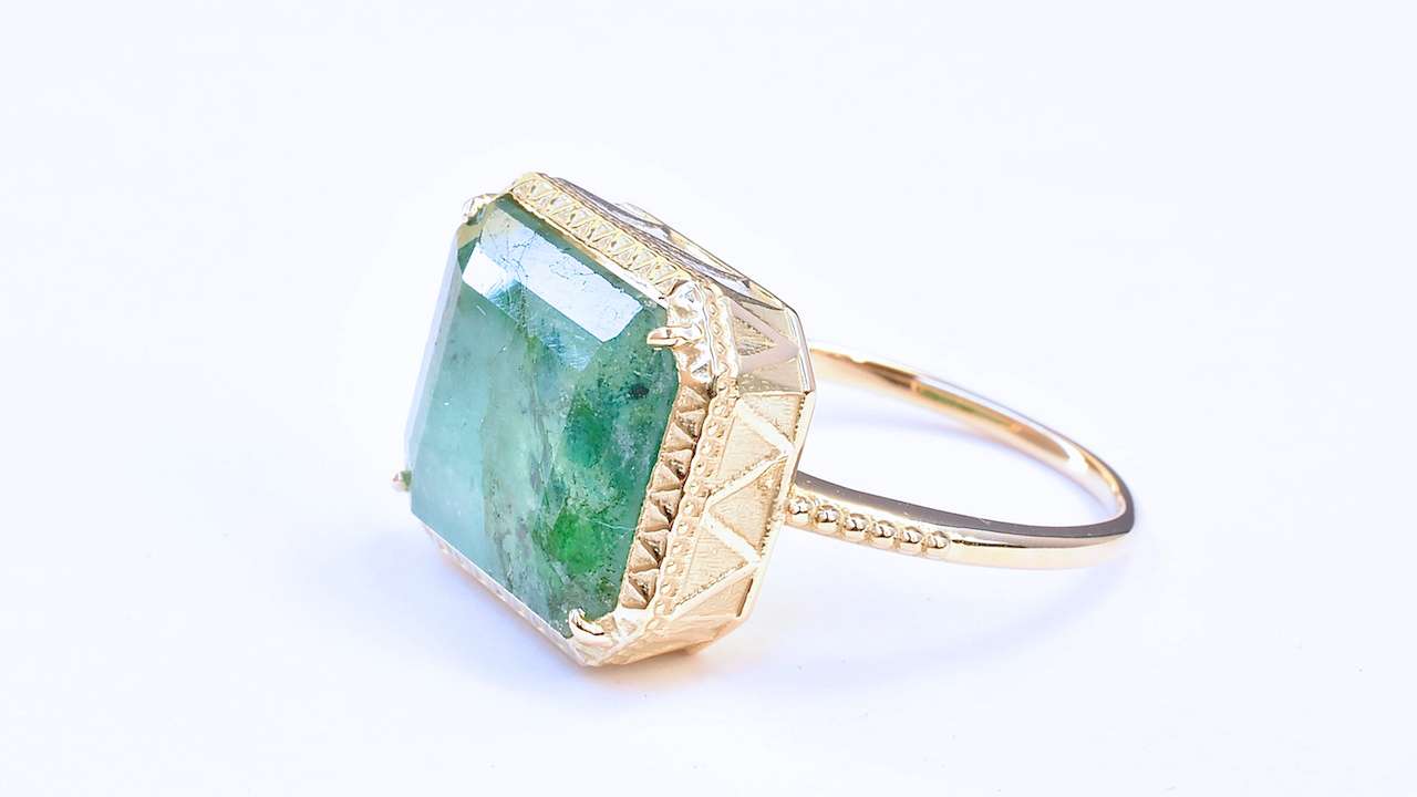 【神戸のオーダージュエリー】K10YG エメラルドリング　ご依頼から完成まで