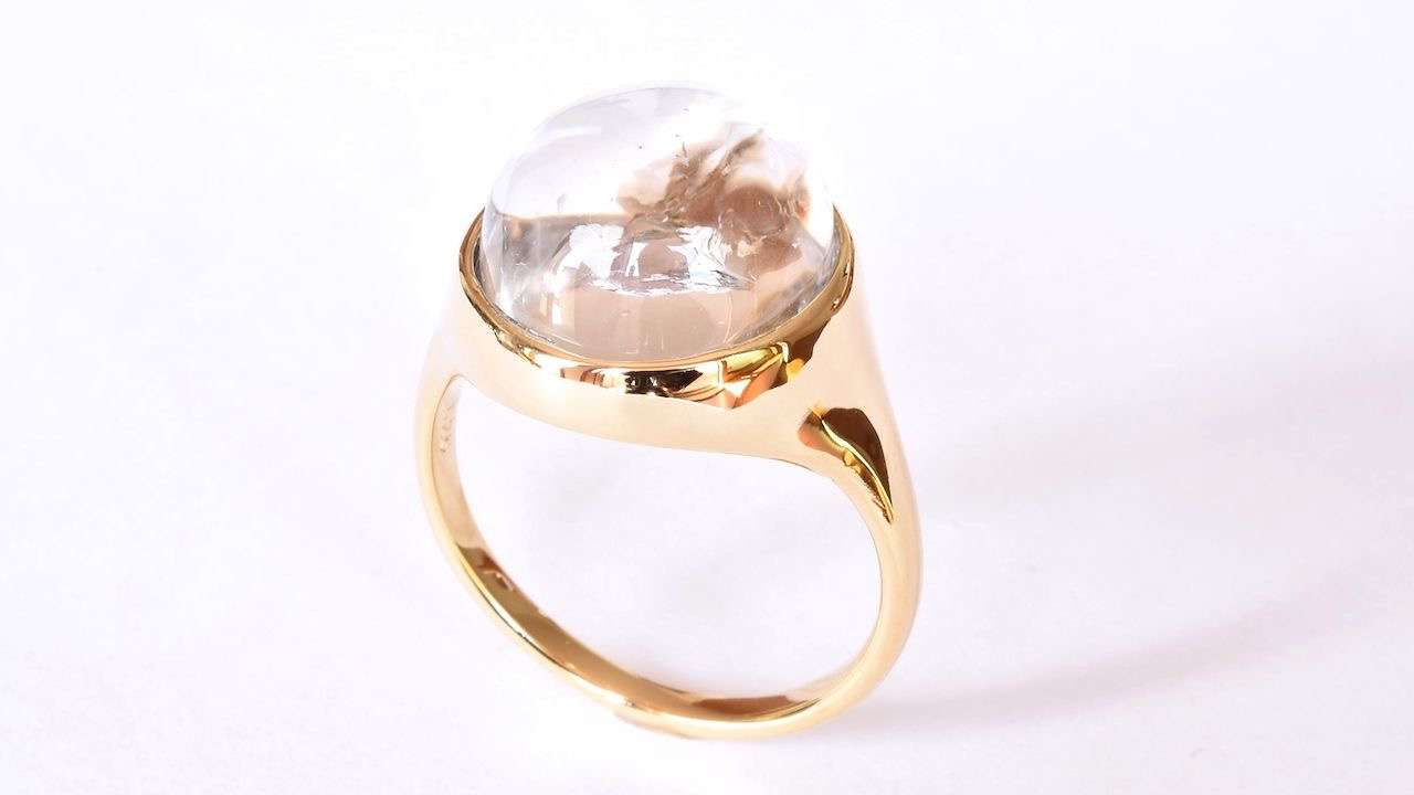 【神戸のオーダージュエリー】SILVER925 アイリスクォーツ覆輪リング（K18YGメッキ）　ご依頼から完成まで