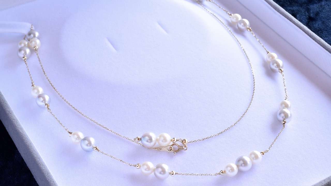 【神戸のオーダージュエリー】K10YG　あこやパール ステーションネックレス　ご依頼から完成まで